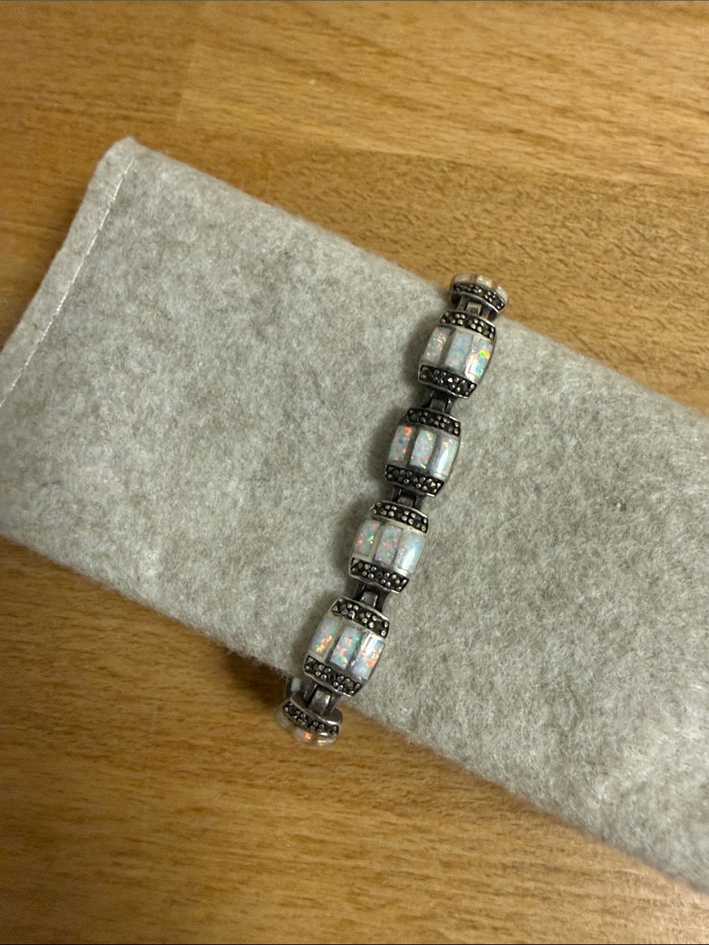 925 silver vintage opalite accent bracelet